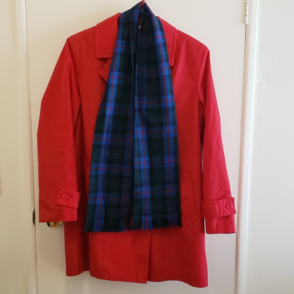 NWOT Beautiful Saxton Hall Red trench Coat w scarf